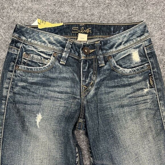 Silver Lola Flare Jeans Womens 24X33 Blue Stretch Original Curvy Fit Denim New - Picture 3 of 12